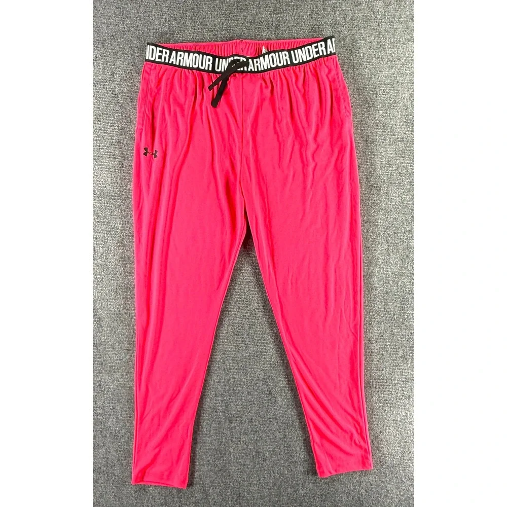 Under Armour HeatGear Pink Joggers Loose Fit Athletic Pants Womens XL